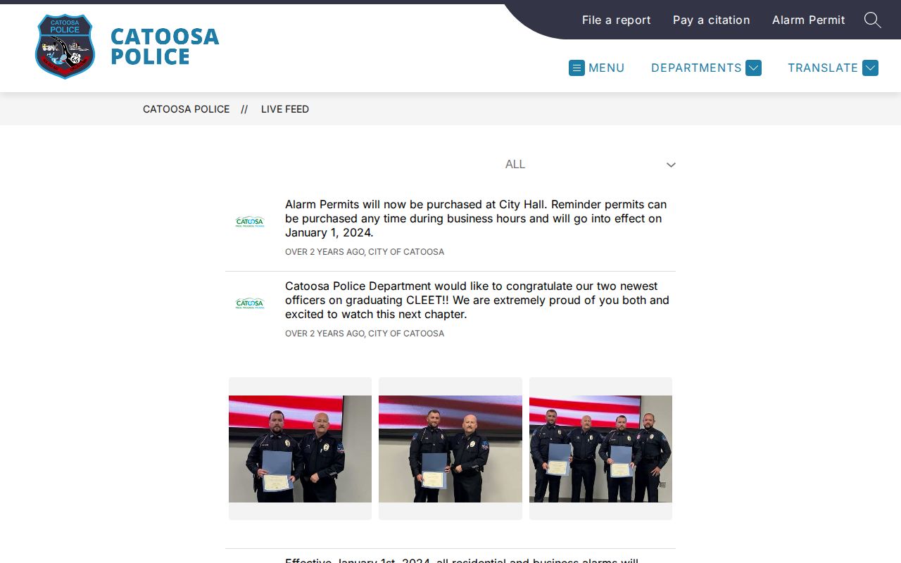 Catoosa Police official live feed source for Rogers County arrest record contacts