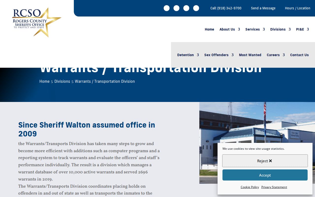Rogers County Warrant and Transportation Division warrant contact information